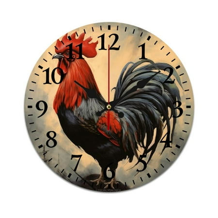 YANMS Rooster Fashionable PVC Wall Clock Silent Sweep Movement Eco-Friendly Decorative for Living Room Bedroom Kitchen Office, Multiple Sizes, High Quality, Ideal Gift, Easy to Hang 25cm/9.84in