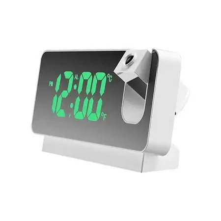 Youpineg Clock Mute Electronic Digital Clock Temperature Date Projection Alarm Clock Convertible (Black)