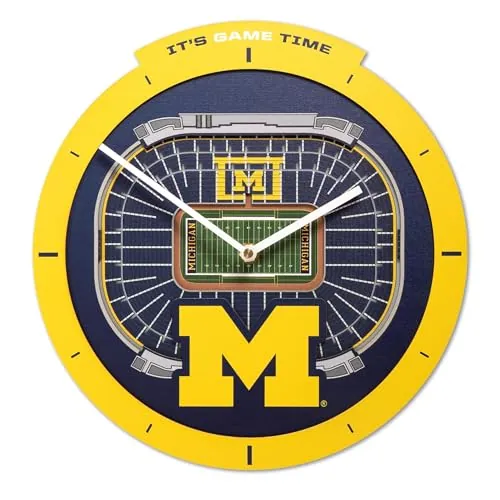 YouTheFan NCAA Michigan Wolverines 3D StadiumView Clock