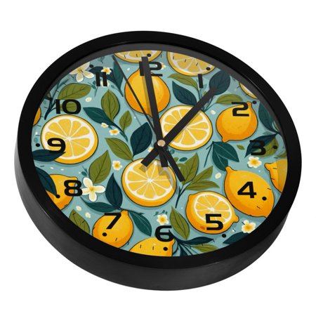 YOYOAMOY Cute Yellow Lemons Printed Precision Clock 9.8 Inches Silent Wall Clock Easy to Install Read