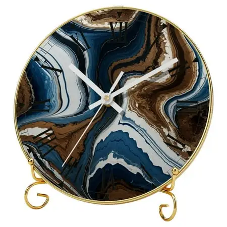 YZUOUZY Bathroom Wall Decor,Outdoor Clock,Tempered Glass Wall Clocks,Stones Kaleidoscope Flow Pattern