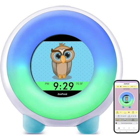 ZOOPOND - OK to Wake Kids Alarm Clock with Full-Color Mobile Display, Kids Night Light, Sound Machine, Girls Bedrooms, Easy App Setting, Teach Your Kids to Wake Up On Their Own and Sleep Longer ZBT6B