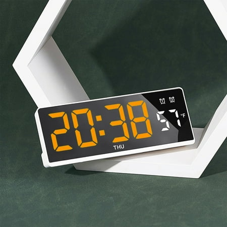 ZZkhGo 50% Off Clear Back School Fresh White Face Alarm Clock Room Clock Style Student Alarm Clock Date Temperature Display Three Brightness Settings Adjustable 50% Off Clear Back School