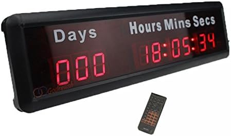 1-inch 9Digits LED Event Timer Countdown/up Clock with Days Hours Mins Secs Max Up to 1000 Days Indoor LED Countdown Clock Red Color