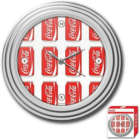 11.75 Coca-Cola Clock with Chrome Finish, Cans Style