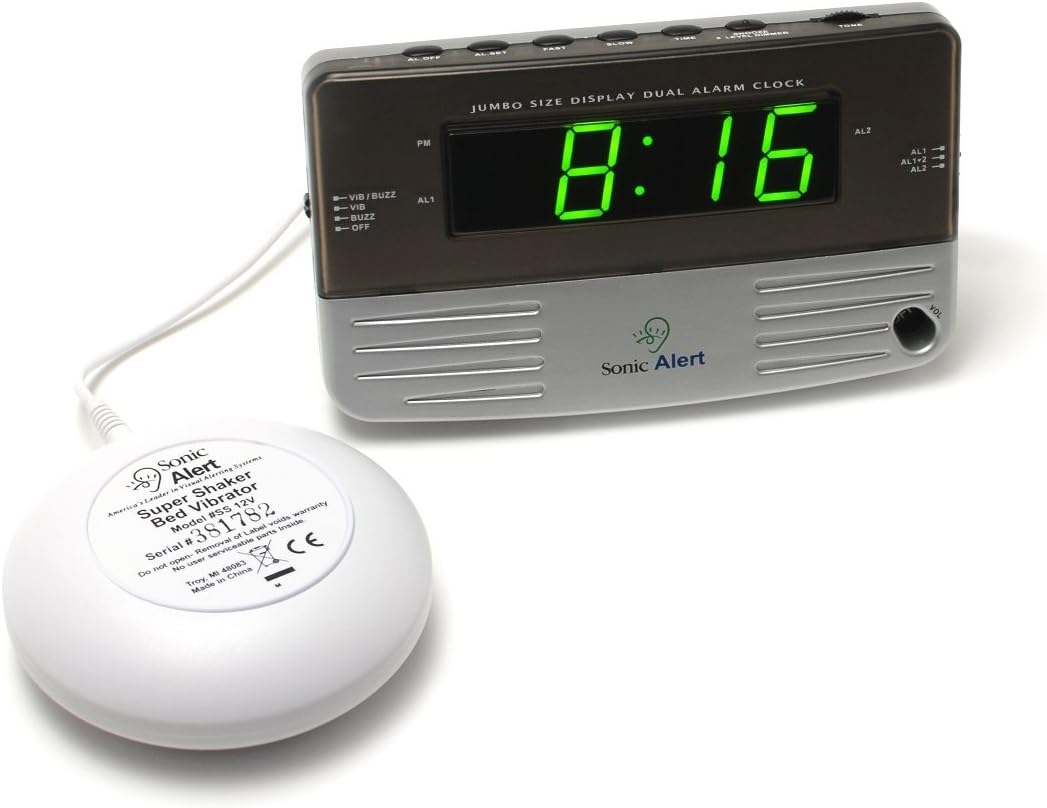 120/ 220 Volt Travel Size Alarm Clock/ Bed Shaker