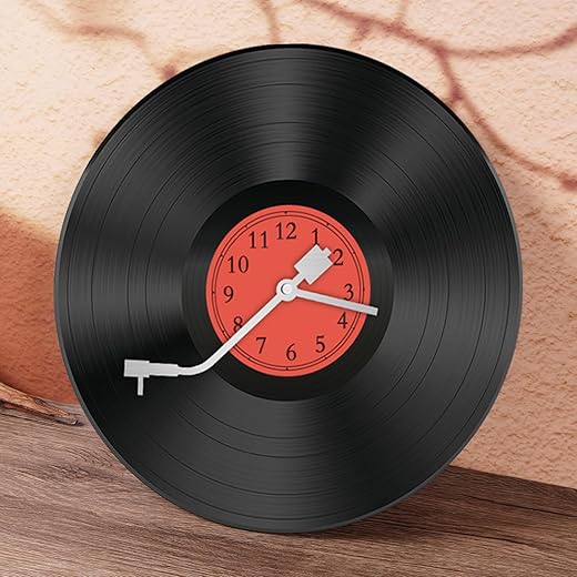 12" Vinyl Records Wall Decor, Vinyl Record Wall Clock, Unique Wall Clocks with Battery Operated (Battery Not Included) Music Decor and Room Decor