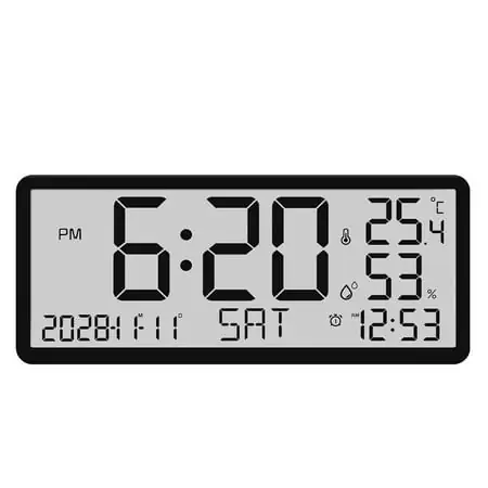 13.4 Large Digital Wall Clock Battery Operated with Big Digits LCD Screen Display, Date, Alarm, Temperature for Living Room, Bedroom, Desk Decor, Mounted, Gift for Elderly