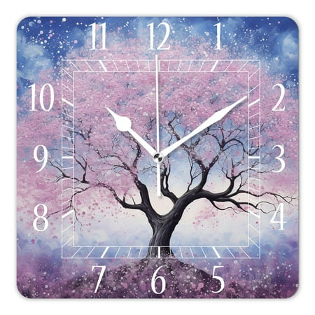 16 Inch Wall Clock Battery Operated Square Clock Decorative for Office, Kitchen, Outdoor, Living Room，Llama Painting Tree Creative