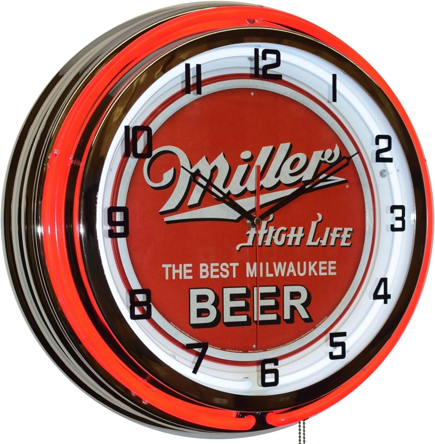 16in Miller High Life The Best Milwaukee Beer Sign 16in Red Double Neon Clock Pub Bar Decor