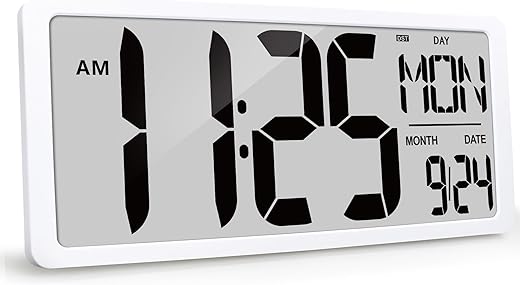 18.5 Extra Large Digital Wall Clock Battery Operated Wall Clock with Time/Calendar/Temperature Jumbo LCD Display Count Up Down Timer Alarm Clocks for Home Office Bedroom (Batteries Included)