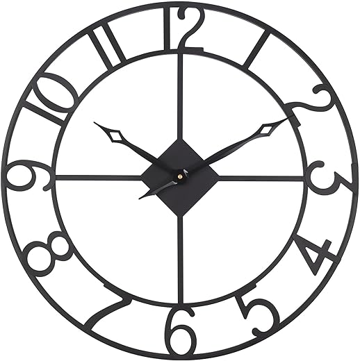 18 Inch Wall Clock, Large Indoor Outdoor Clocks Battery Operated Silent Non-Ticking, Moden Farmhouse Black Metal Decorative Analog Wall Clocks for Living Room, Bedroom, Kitchen, Patio