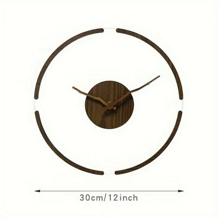 1Pc 12inch Modern Circular Floating Wall Clock, Wood Grain Acrylic Glass Silent Timepiece, No Ticking Sound, Minimalist Transparent Design For Bedroom, Home, Office Wall Decor