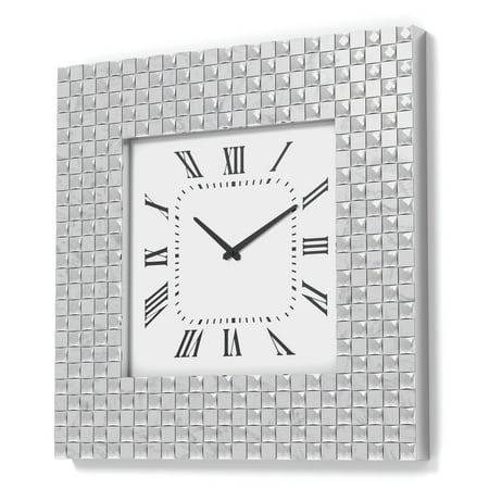 24/7 Shop At Home Kov Glass Square Analog Wall Clock, Silver