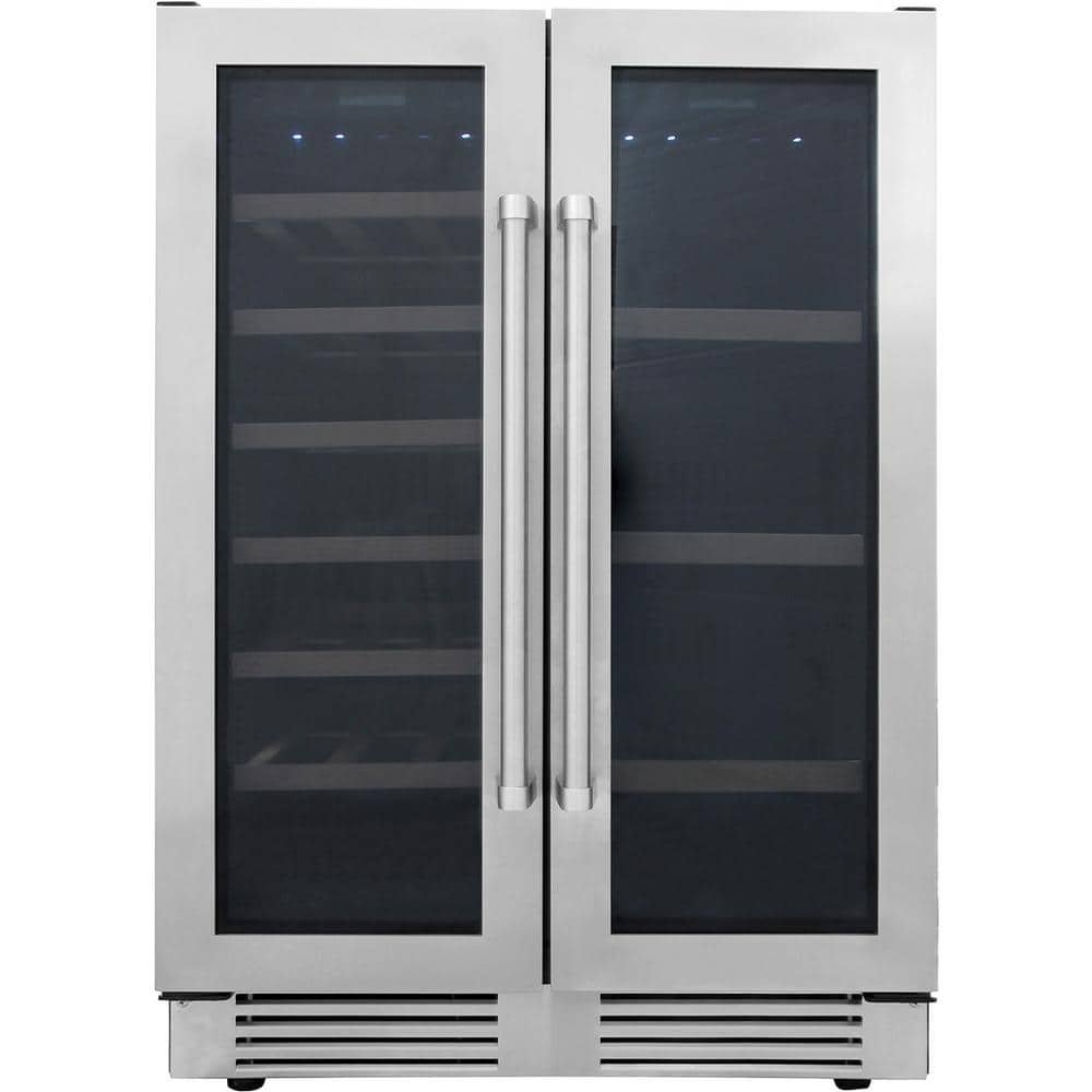 24 in. 21-Bottles and 95-Cans Indoor Independent Dual Zone Wine Beverage Center