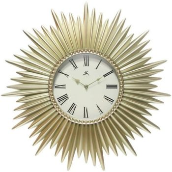 24 in. Gold Plastic Case Sunburst Wall Clock