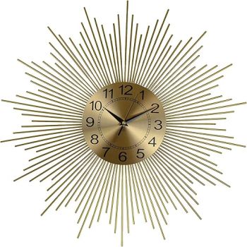 25 Round Gold Starburst Spikes Wall Clock