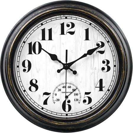 45MinST 12 Silent Non-Ticking Battery Powered Retro Wall Clock, Waterproof