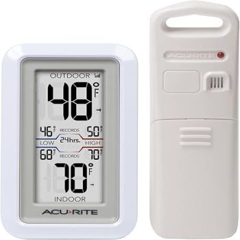 AcuRite 02049 Digital Thermometer with Indoor/Outdoor Temperature,White