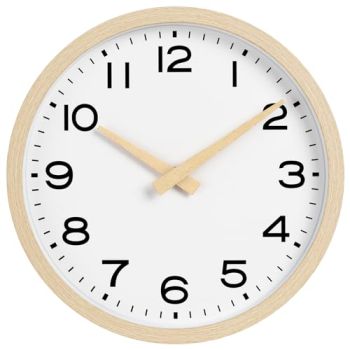 AKCISOT Wall Clock,Boho Kitchen 10 Inch Wall Clocks Battery Operated Non Ticking,Silent Modern Clock Decorative for Bedroom,Office,Bathroom,Living Room,Home (Wood Grain)