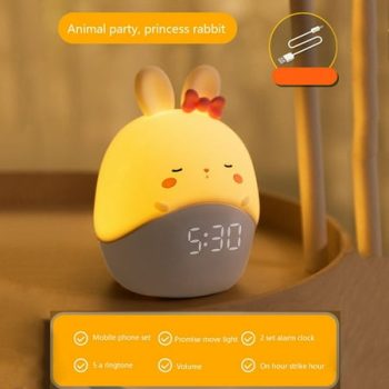 Animal Party Alarm Clock Soft Silicone LED Smart Applet Alarm Clock Children‘s Bedside Sleep Mini Electronic Alarm Clock