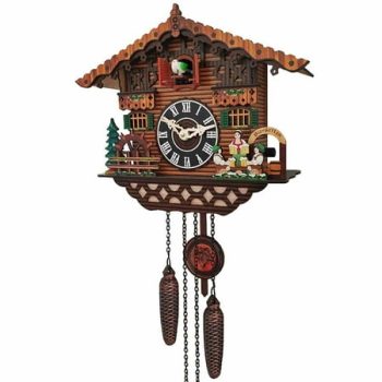 Back Vintage Cuckoo Clock Pendulum Watch, Traditional Log Cabin Clock, Handmade Wooden Wall Clock Quartz Clock