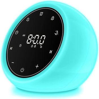 BGOVERSS White Noise Sound Machine, Alarm Clock with Night Light, 20 Soothing White Noise Sounds for Baby Adult Sleeping, Silent Touch Button Control Noise Machine Alarm Clock for Bedroom, White Color