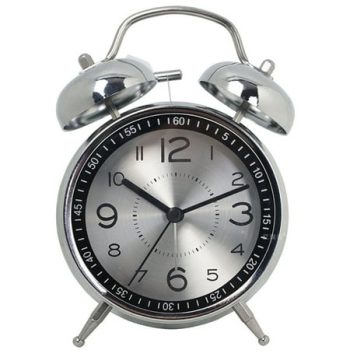 Big Ben Twin Bell Alarm Clock | Loud Alarm Clock for Heavy Sleepers | Battery Operated Analog Clock with Backlight for Bedside Table, Kids Room, Desk | Aesthetic Room Décor,silver