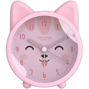 Children Cute Animal Dog/Cat Alarm Clock Silent Non Ticking Silicone Clock Night Light Travel Clock