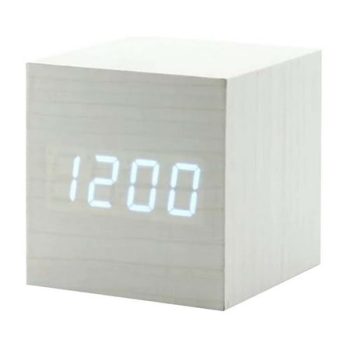 Clearance! Home Clock Digital Alarm Clock Wood Led Light Cube Alarm Clock Displays Time Date Temperatu, 1X Clock White