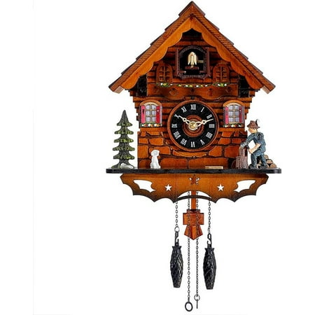 Cuckoo Clock Traditional Black Forest Clock Antique Wooden Pendulum Quartz Wall Clock