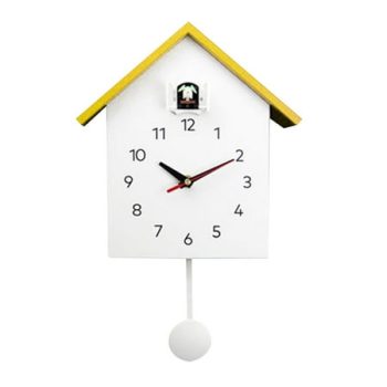 Cuckoo Wall Clock, Natural Bird Voices Or Cuckoo Call, Birdhouse Clock Pendulum, Wall art for home Living Room kitchen and office Decoration for Shelves Yellow