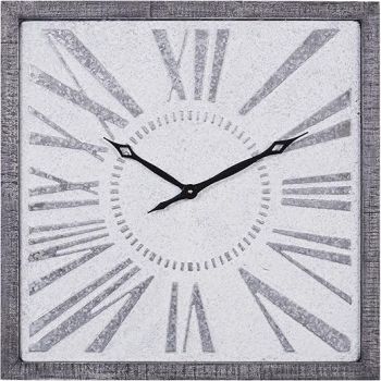 Deco 79 Metal Decorative Wall Clock Distressed Square Wall Clock for Home, Wall Clock for Room 25 x 2 x 25, Gray