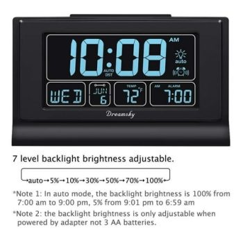 DreamSky Alarm Clocks for Bedrooms with Battery Backup, Auto Set Digital Cloc...