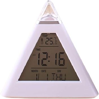 Gaone Digital Alarm Clocks Seven Colors Pyramid Temperature Alarm Clock, LCD Snooze Alarm Clock, LED Backlight Alarm Clock, Triangle Alarm Clocks