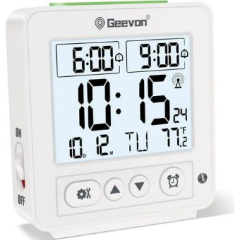 Geevon Digital Travel Alarm Clock with Automatic/8s Backlight, Beep Sound Digital Alarm Clock, Operated for Bedroom, Bedside(White)