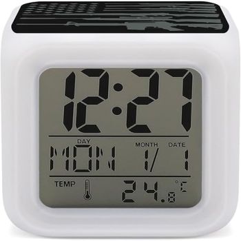 Guns USA Black Flag Funny Digital Alarm Clock Multi-Function LED Clock 7 Colors Changing Bedside Clock Novelty Gifts