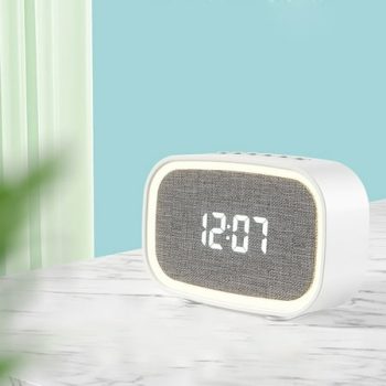 Hwuxmo Portable Bluetooth Small Speaker, Small Night Light, Alarm Clock, Time Display, Sleep Assist, White Noise Alphas Player Clearance White