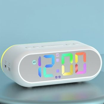 Inerposs Multifunctional Rechargeable Smart Clock with RGB Lighting, Sound Control, Temperature Display, and Snooze Function, Ideal for Bedroom Use