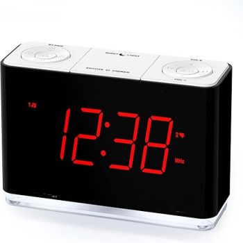 iTOMA Alarm Clock Radio with Bluetooth, Dual Alarm, Dimmable LED Display, 16 Levels Volume, FM Radio with Sleep Timer, Nightlight, Snooze, 12/24H CKS507U