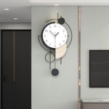 JTWALCLOCK Large Wall Clock for Living Room Decor 30 Inch Modern Decorative Wood Wall Clock Battery Operated Non Ticking for Bedroom Office Kitchen Big Pendulum Silent Clock Wall Decor for Home Indoor