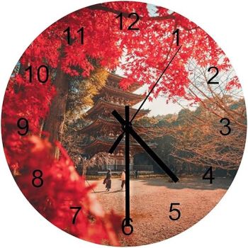 Kyoto, Japan Wall Clock Silent Non Ticking Round Home Decor Wooden Wall Clock Round Easy to Read for Home Office School Clock, 12 Inch