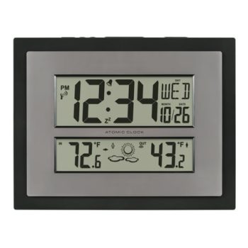 La Crosse Technology Atomic Digital Black & Silver Contemporary Clock, 512-65937-Int