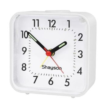 LAYADO Analog Alarm Clock for Bedroom Silent Non Ticking Small Clock, Travel Alarm Clock with Snooze & Light, Battery Operated Alarm Clock for Bedside Table, Desk, White, Christmas Gift