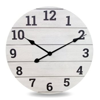 Mainstays 20 Analog Whitewashed Wood Plank Wall Clock