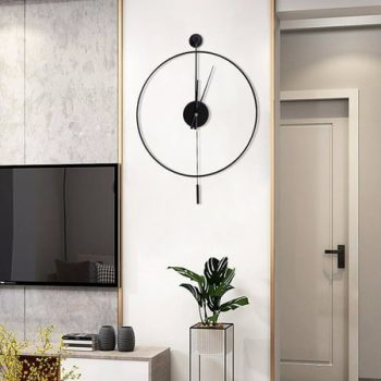 Modern Large Metal Wall Clock Non-Numeric Silent Wall Mount Clock with Pendulum