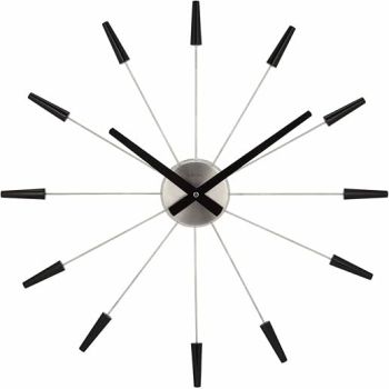 NeXtime Plug Inn Wall Clock, Silver/Black