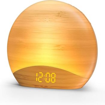 REACHER Clock Radio, Sunrise Alarm Clock with Bluetooth Speaker, Gradual Wake Up Light, Digital Dimmable Clock, Bedside Lamps, 8 Color Night Lights, Home Decor, Clock Radios for Bedroom, Adult, Kid