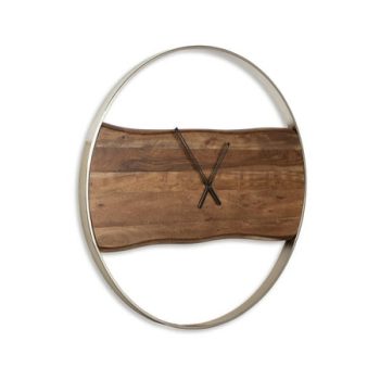 Signature Design by Ashley Casual Panchali Wall Clock Brown/Silver Finish