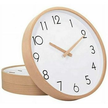 Silent sweep solid wood literary clock, simple design, Nordic wooden clock, wooden wall clock